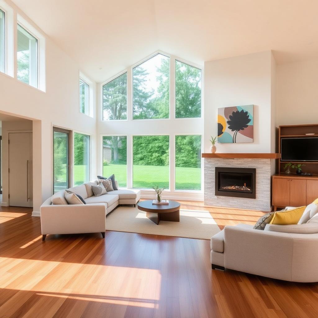 Open living room with hardwood floors