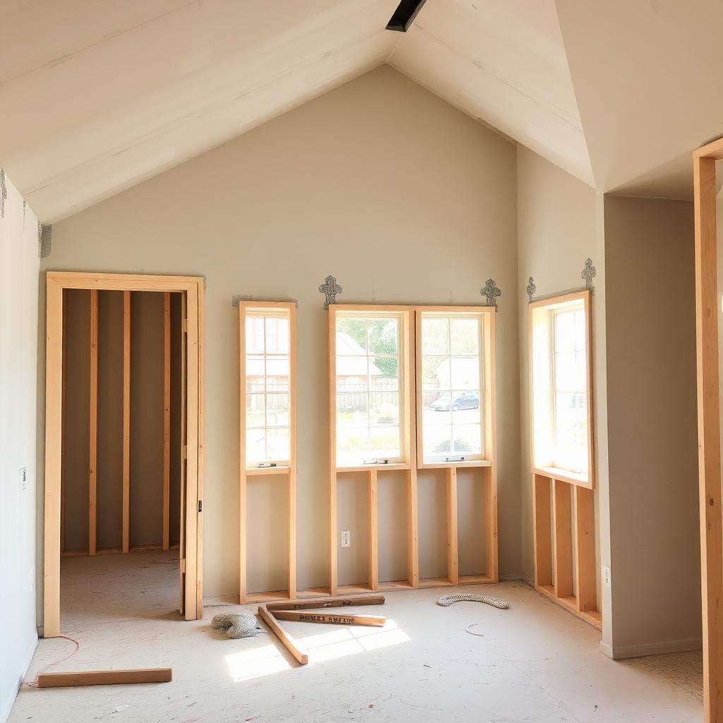 Newly framed interior build-out