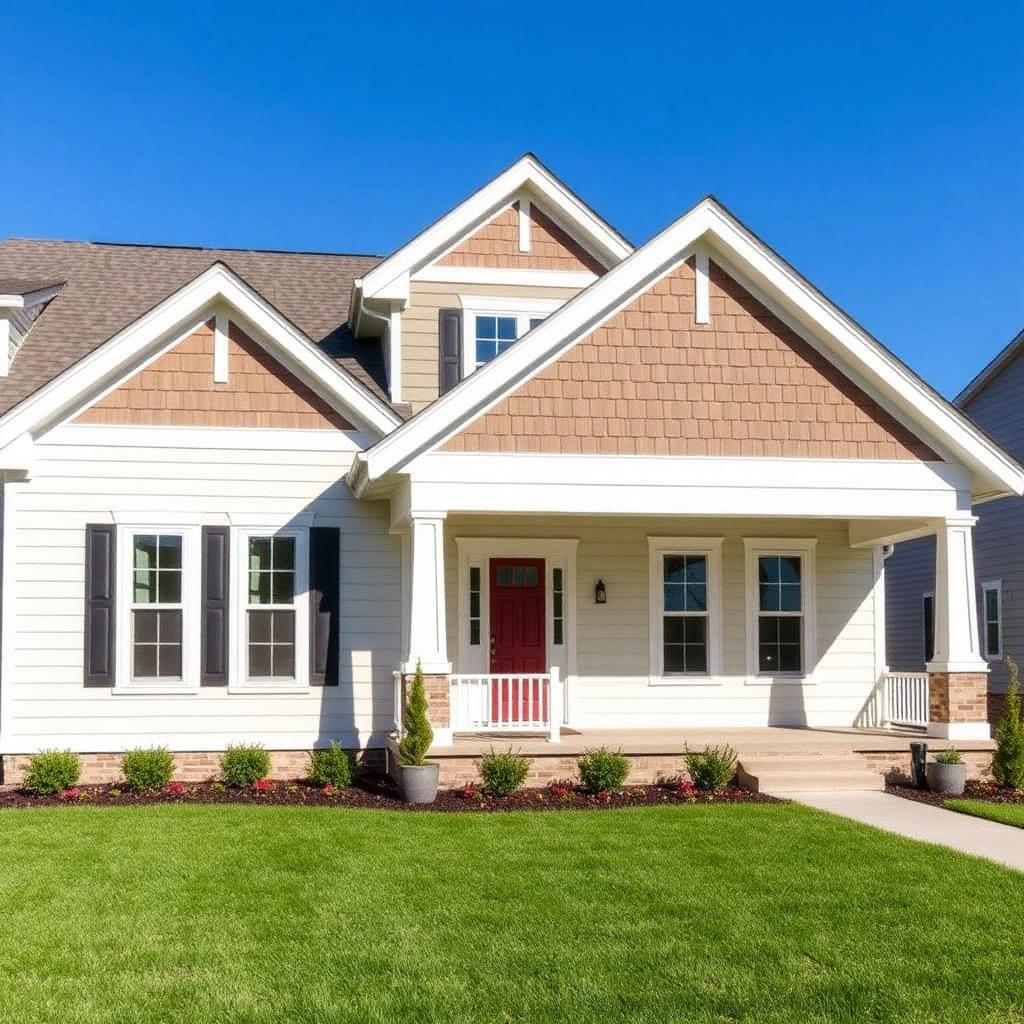 Freshly painted craftsman home exterior